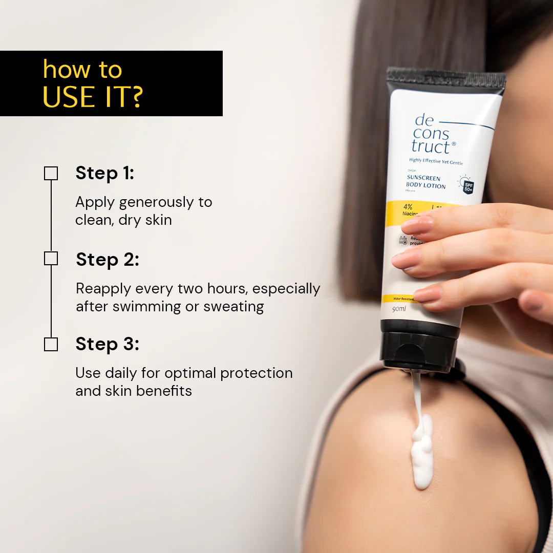 Detan Body Sunscreen Lotion - 4% Niacinamide +1% Kojic Acid Dipalmitate + SPF 50 PA++++ - Image 6