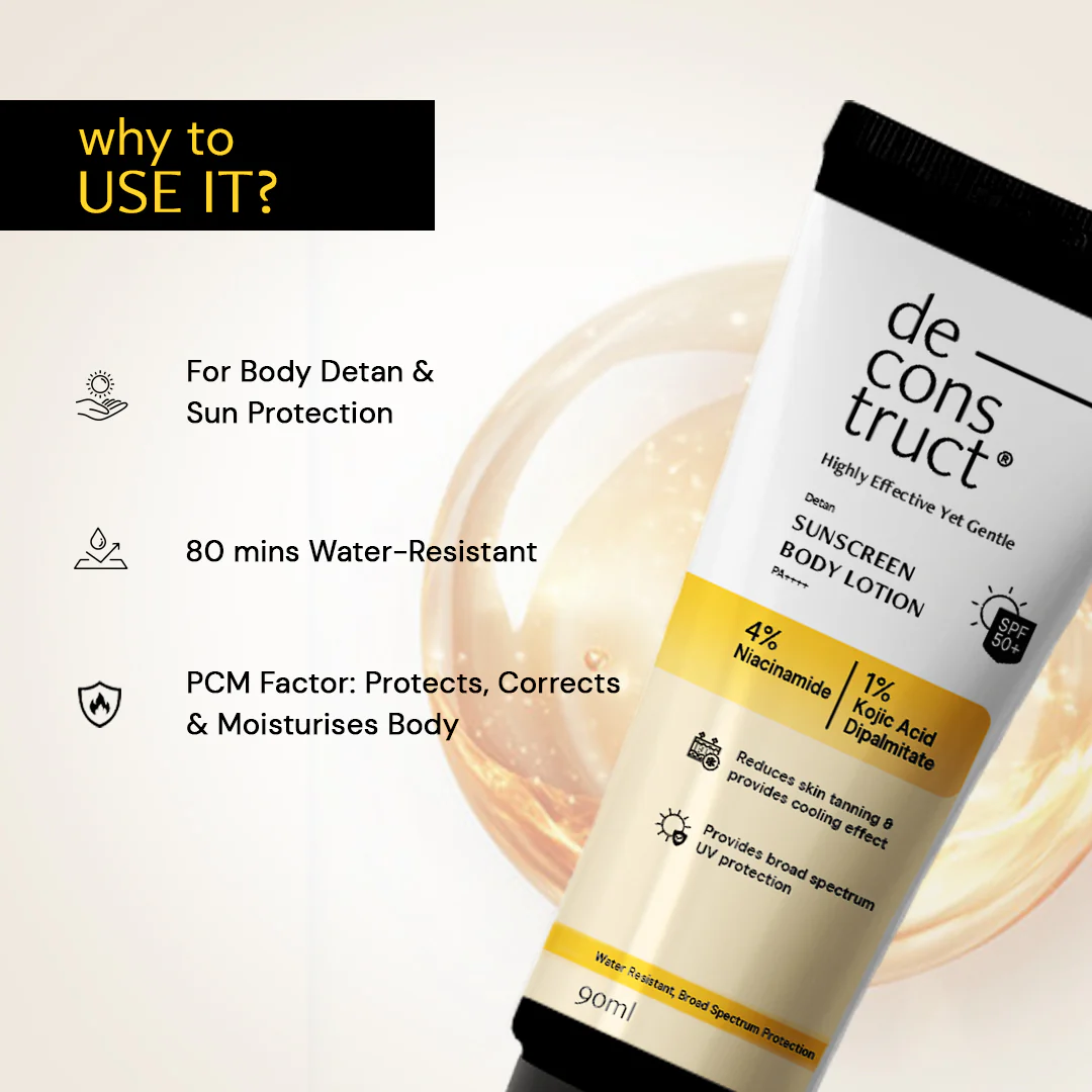 Detan Body Sunscreen Lotion - 4% Niacinamide +1% Kojic Acid Dipalmitate + SPF 50 PA++++ - Image 7