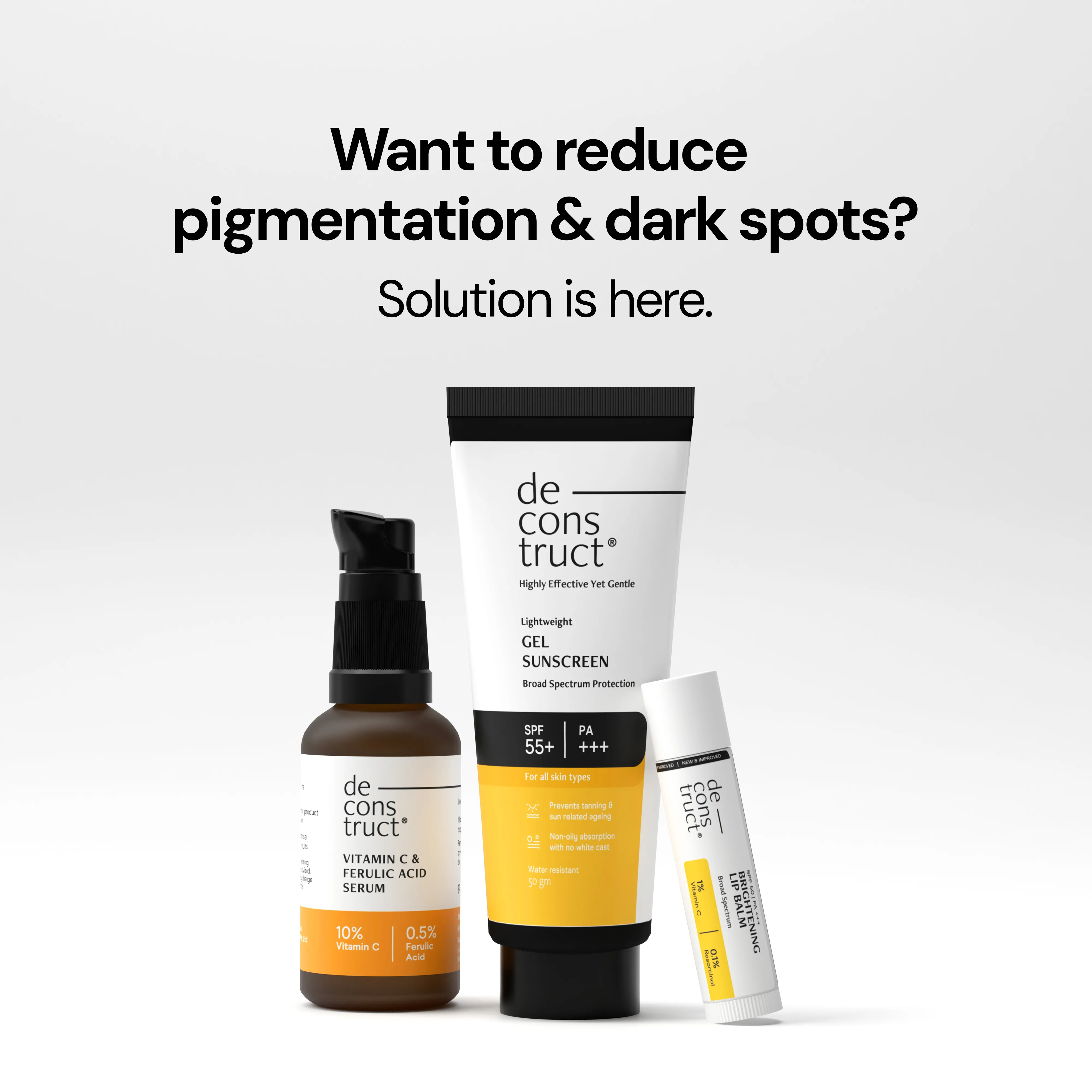 Daily Brightening Shield Trio - Vitamin C Serum + Gel Sunscreen + Brightening Lip Balm - Image 3