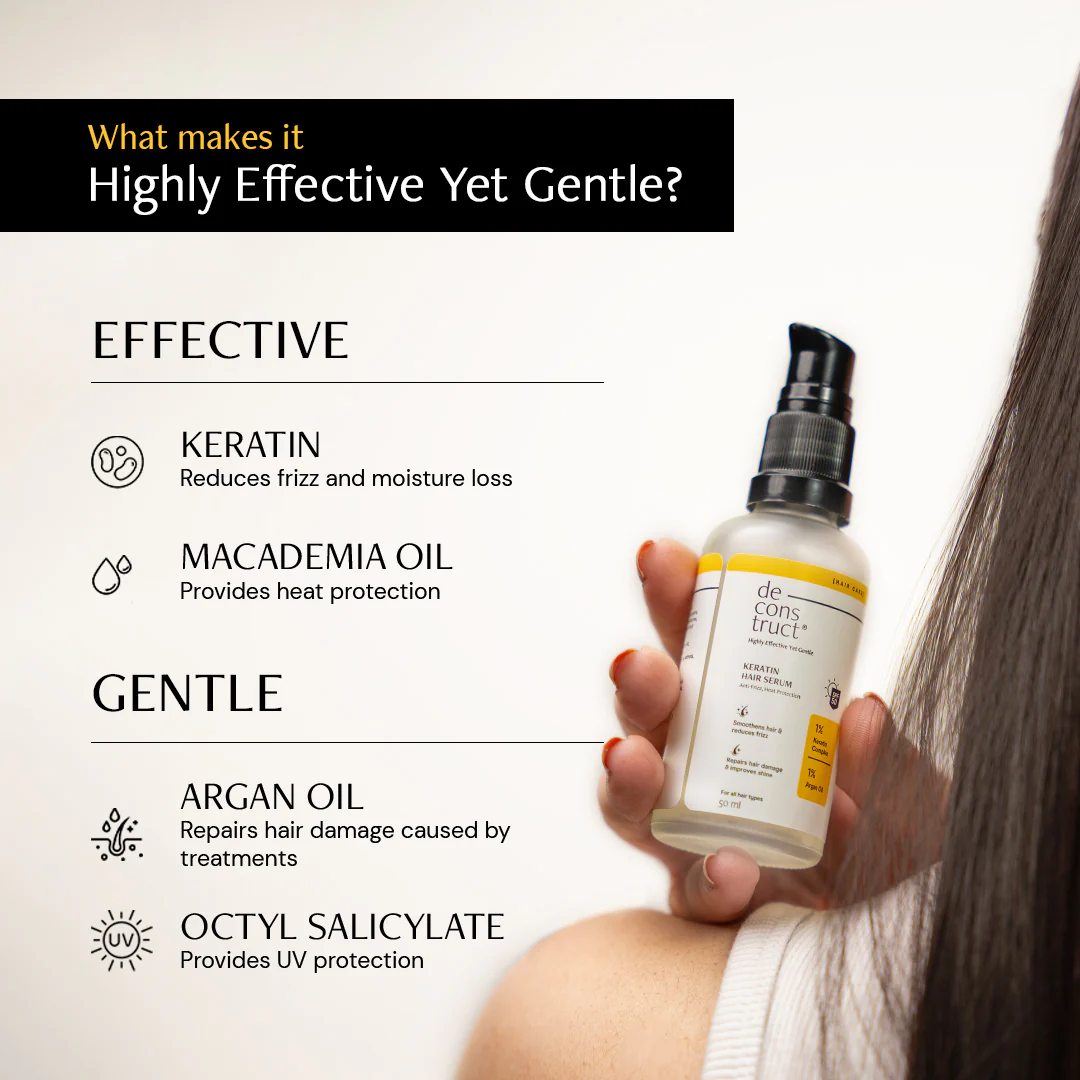 Keratin Treatment Hair Serum with SPF 50 - 1% Keratin Complex + 1% Argan Oil + 2 % Macadamia Oil - Image 3