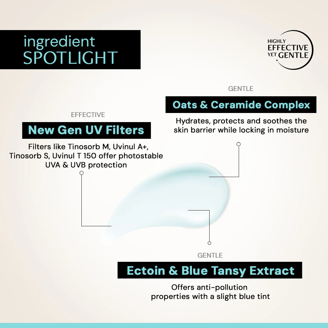Oats and Ceramide Gel Sunscreen for Sensitive Skin - SPF 50 PA++++ |Soothes and Calms Skin| 100% Photostable Sunscreen with 4 New Gen UV Filters | Long Lasting | Lightweight | In-Vivo Tested - Image 7