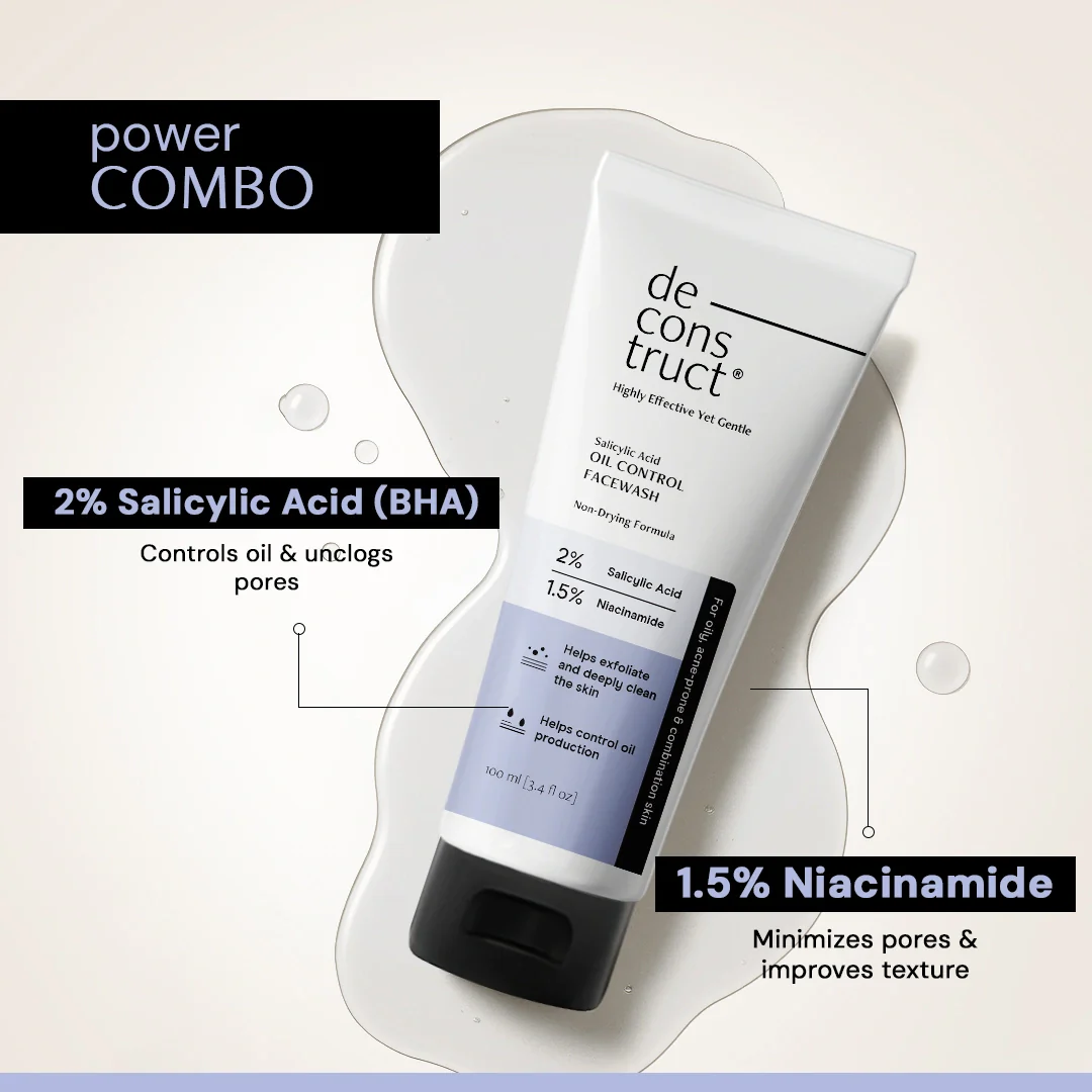 Salicylic Acid Oil Control Face Wash | 2% Salicylic acid + 1.5% Niacinamide | Non-drying & Cooling - Image 4