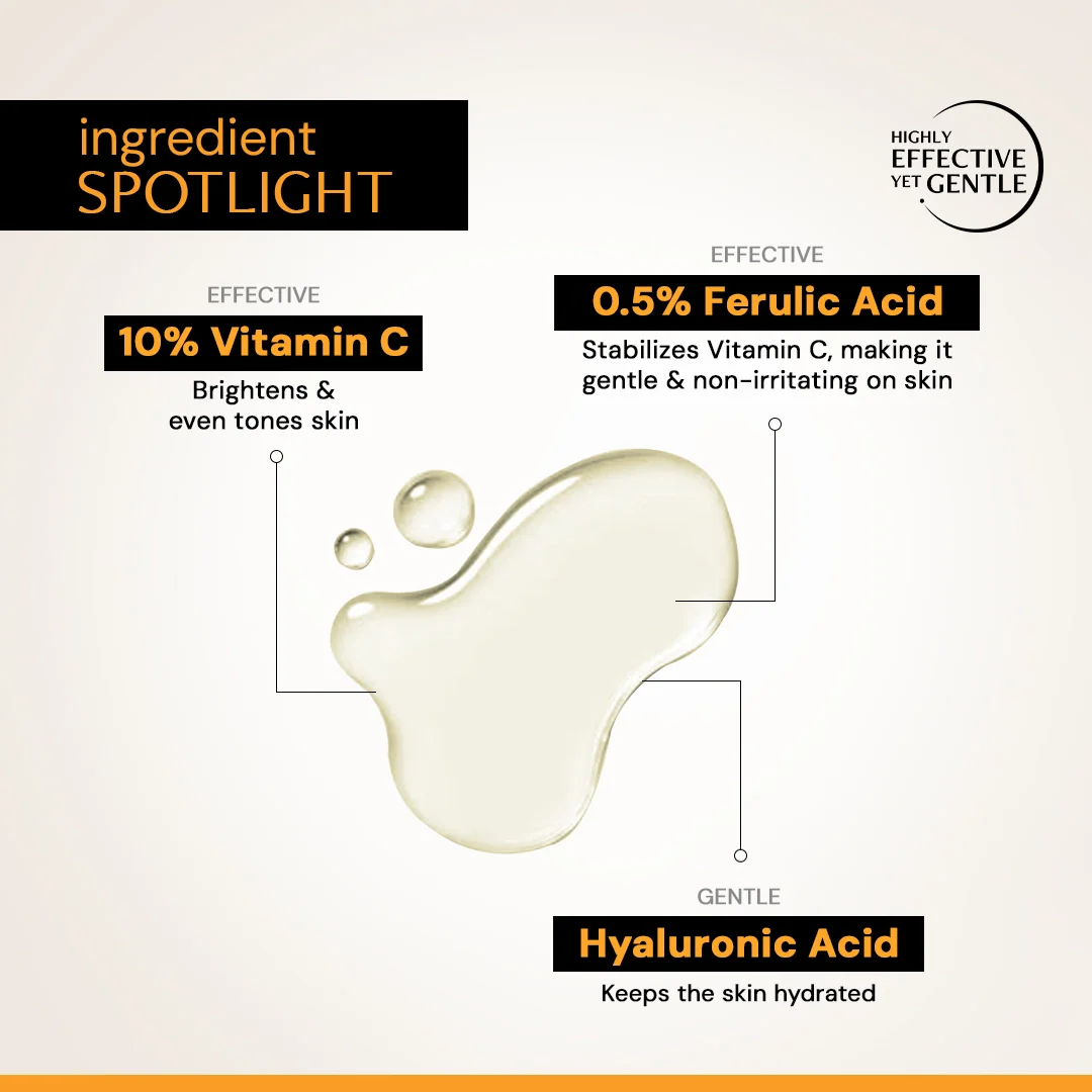 10% Vitamin C Serum for Glowing Skin | Clinically Tested, Non-Irritating| Brightens & Evens Tone | For Oily Skin - Image 3