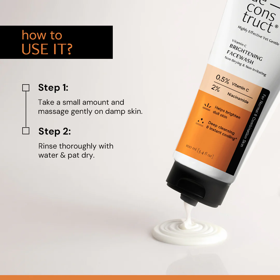 Vitamin C Brightening Face Wash – 0.5% Vitamin C + 2% Niacinamide | Brightens Dull Skin & Reduce dark spots | Non-Drying & Non - Irritating Formula - Image 6